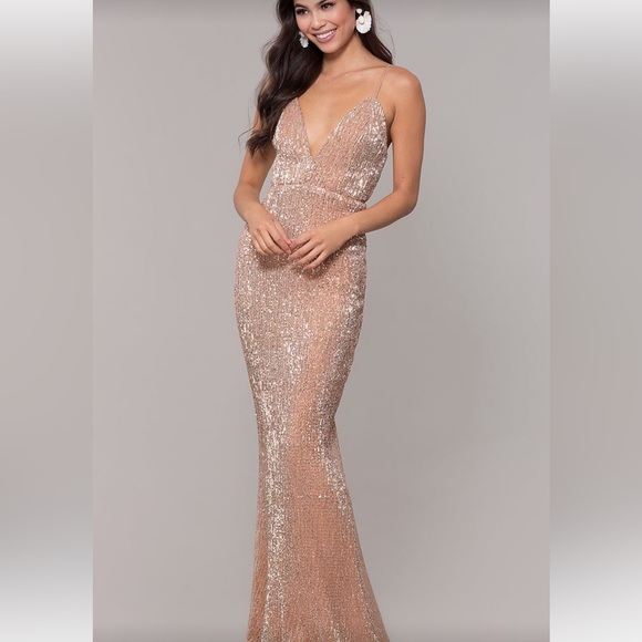 Sequin Maxi Gold/Champagne Dress - Picture 1 of 3